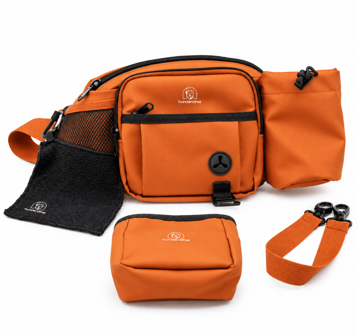 Gassibauchtasche Diona Schwarz mit Getränkehalter – Kollektion Hundehöhle