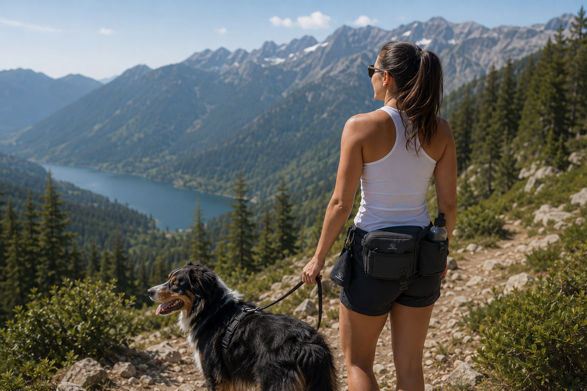 Gassibauchtasche Diona Schwarz mit Getränkehalter – Kollektion Hundehöhle