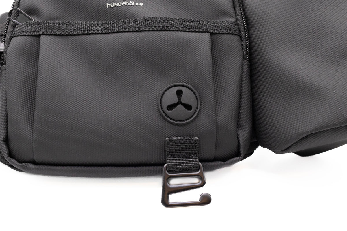Gassibauchtasche Diona Schwarz mit Getränkehalter – Kollektion Hundehöhle