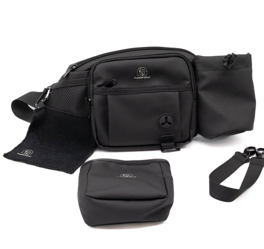 Gassibauchtasche Diona Schwarz mit Getränkehalter – Kollektion Hundehöhle