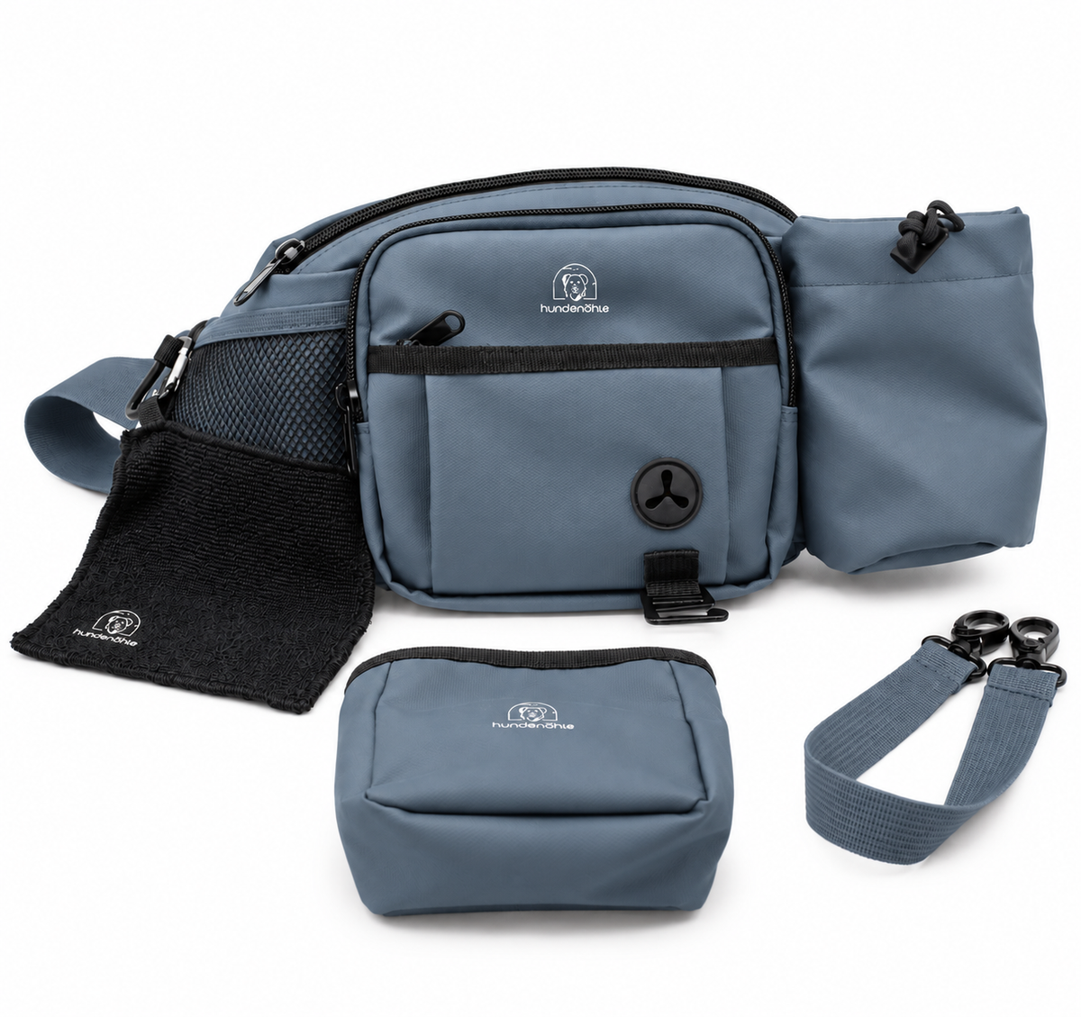 Gassibauchtasche Diona Schwarz mit Getränkehalter – Kollektion Hundehöhle