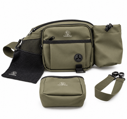 Gassibauchtasche Diona Schwarz mit Getränkehalter – Kollektion Hundehöhle