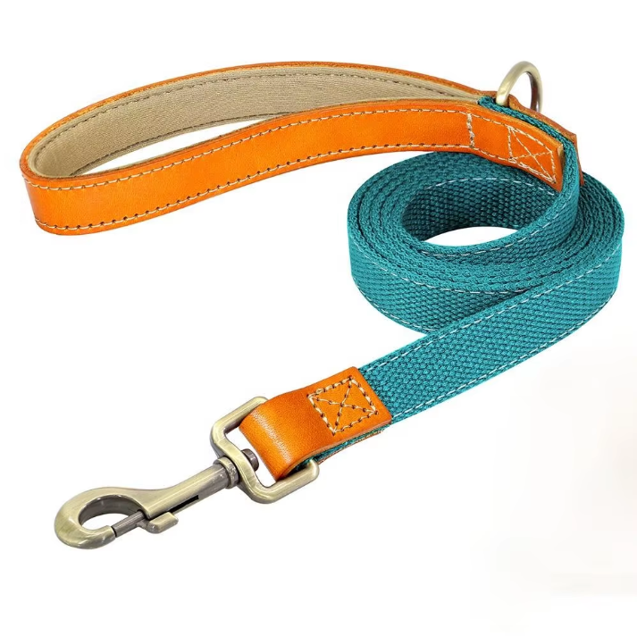Hundeleinen- & Halsband-Set aus Nylon mit Lederdetails