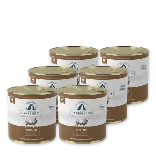 Nassfutter Menü ( Alleinfutter) Weidelamm mit Kartoffeln, Blattspinat & Kräutern I Für ausgewachsene Hunde (Adult)
