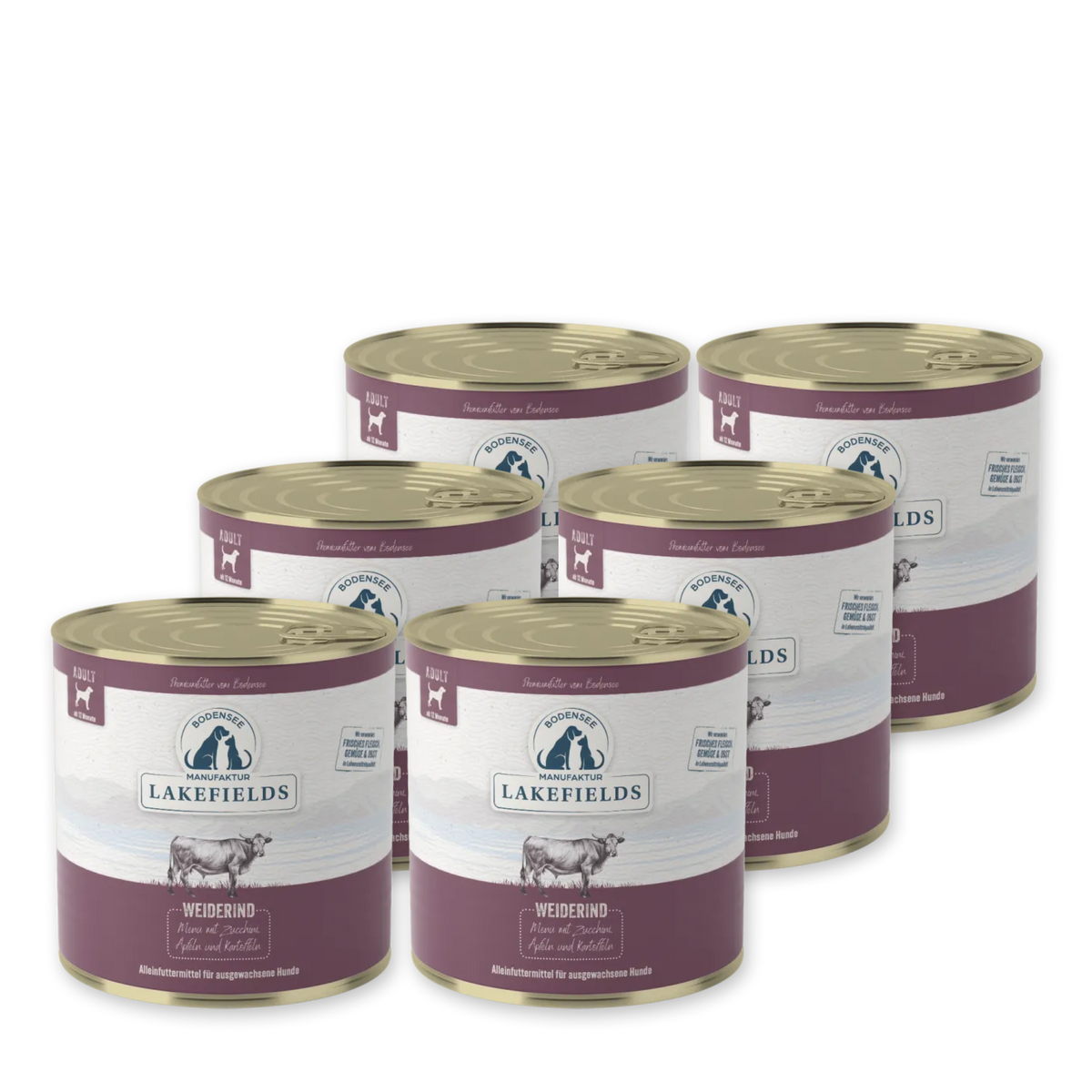 Nassfutter Menü ( Alleinfutter) Weiderind mit Zucchini, Äpfeln & Kartoffeln I Für ausgewachsene Hunde (Adult)