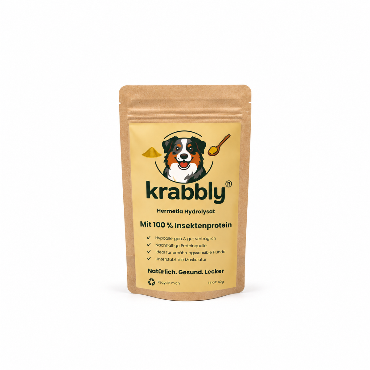 krabbly® Insektenprotein für Hunde – 100 % Hermetia-Pulver